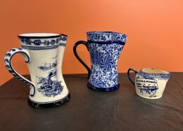 62. Three (3) Royal Doulton Blue And White Pitchers