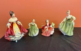73. Four (4) Royal Doulton Figurines - Fair Lady - Fair Maiden - Lydia - Southern Belle