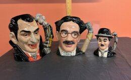 113. Three (3) Royal Doulton Jugs - Dracula - Groucho - Charlie Chaplin