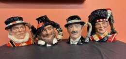 116. Four (4) Royal Doulton Jugs - The Yeoman Of The Guard - City Gent - The Piper - Guy Fawkes